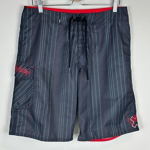 Quiksilver Grey Striped Board Shorts 33 - Picture 1 of 6